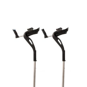 Each M+D Crutch specifically fits the right or left hand. Each grip is color-coded, blue for right and black for left