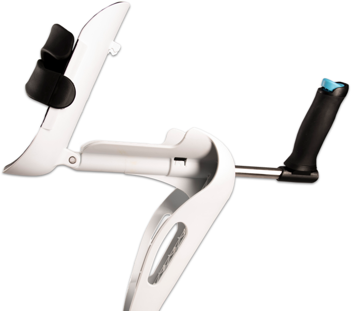 The M+D Crutch features a hinged arm cradle for enhanced range of motion