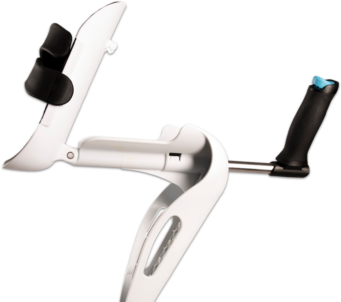 The M+D Crutch features a hinged arm cradle for enhanced range of motion The M+D Crutch features a hinged arm cradle for enhanced range of motion